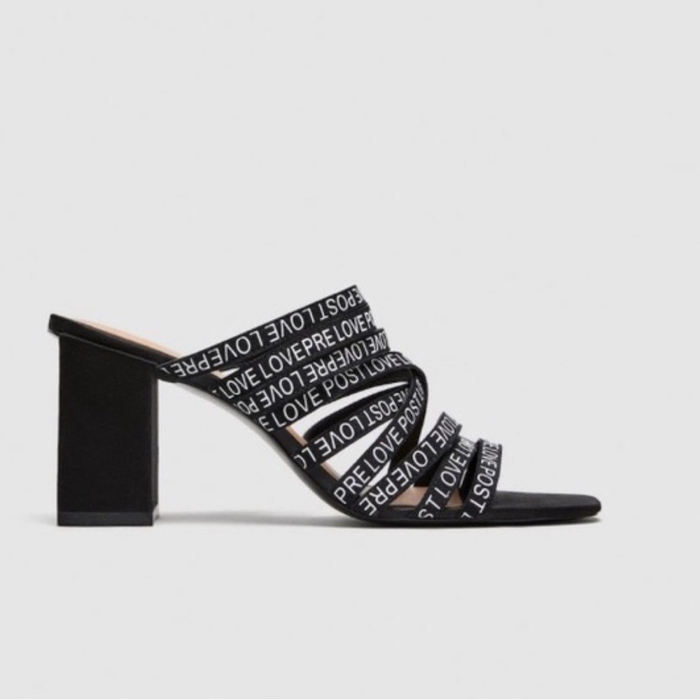 Zara trafaluc Strappy LOVE POST mules 7.5
